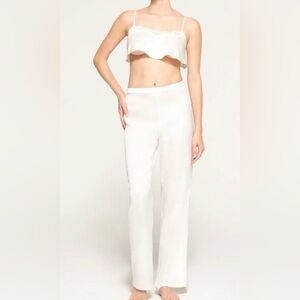 SKIMS Bridle Silk Straight Leg Pant and Silk Cami (M) in Marble